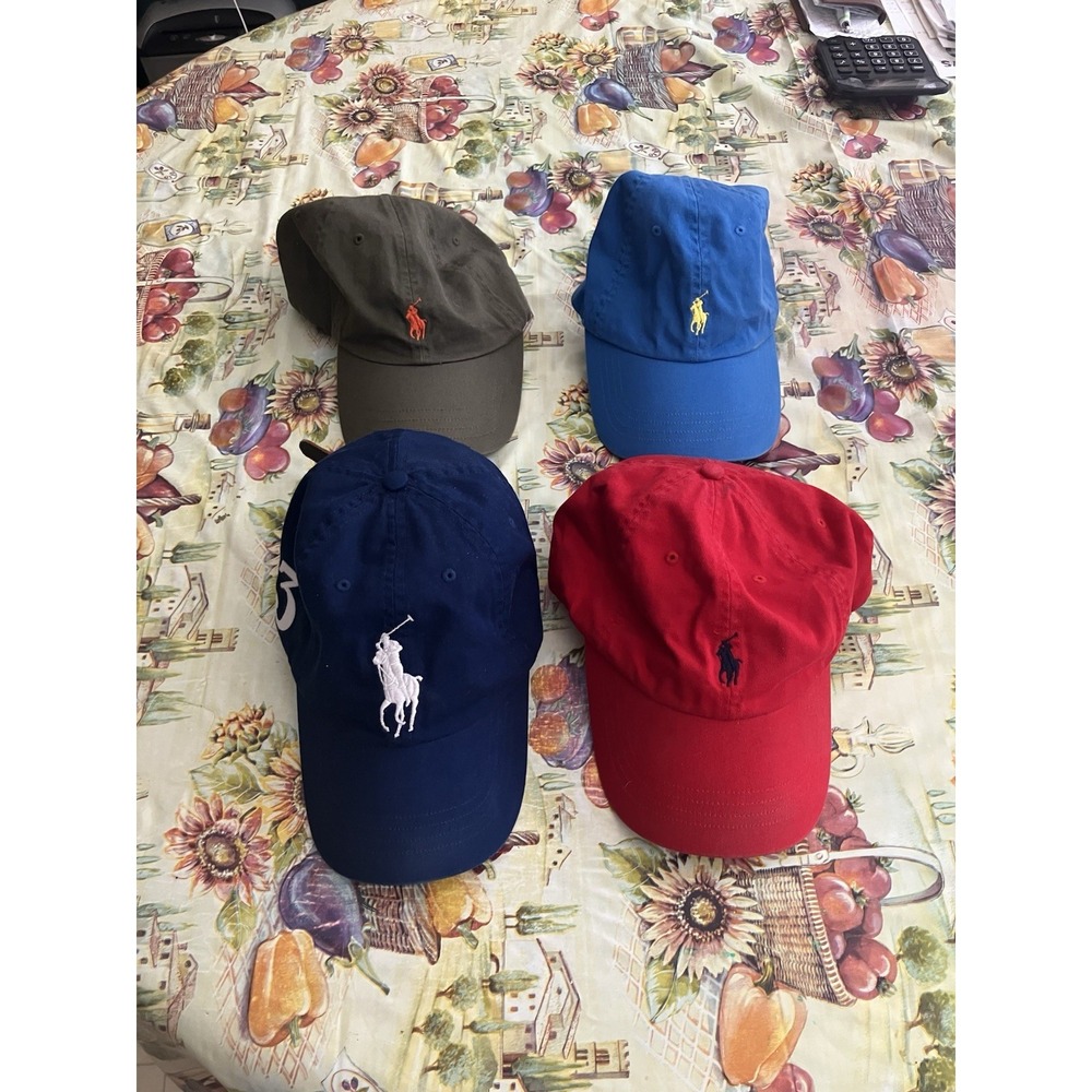 Polo Ralph Lauren Men's Lot of 4 Baseball Caps Adjustable Big Pony Embroidered